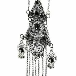 Restyle Necklaces Antique Silver Gothic Double Triangle Necklace -Restyle sale Shop antique silver gothic double triangle necklace rebelsmarket 2