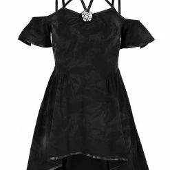 Restyle sale Shop -Restyle sale Shop asymmetrical black gothic floral harness pentagram mini dress rebelsmarket 1