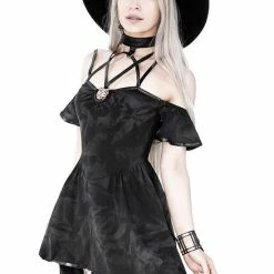 Restyle Dresses Asymmetrical Black Gothic Floral Harness Pentagram Mini Dress 8 Restyle Dresses Asymmetrical Black Gothic Floral Harness Pentagram Mini Dress -Restyle sale Shop asymmetrical black gothic floral harness pentagram mini dress rebelsmarket 2
