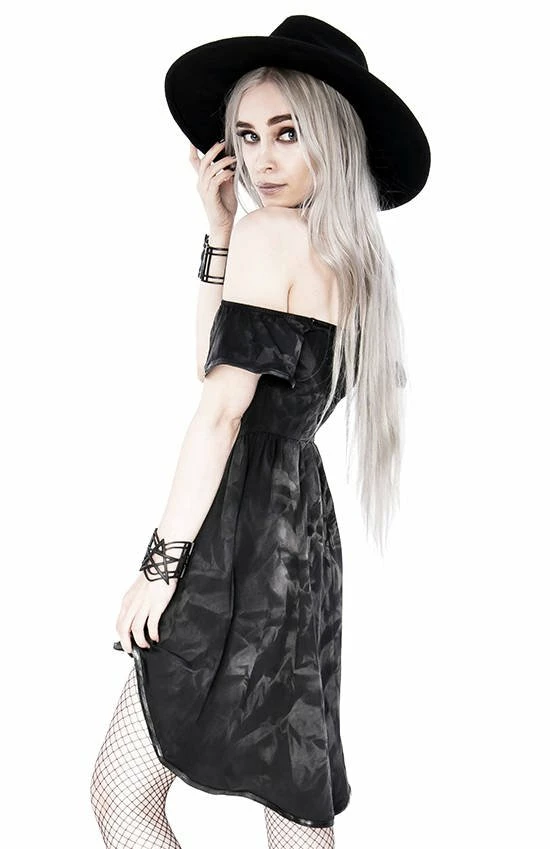 Restyle Dresses Asymmetrical Black Gothic Floral Harness Pentagram Mini Dress 4 Restyle Dresses Asymmetrical Black Gothic Floral Harness Pentagram Mini Dress - Image 4