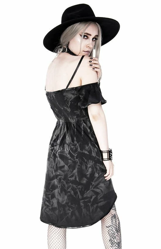 Restyle Dresses Asymmetrical Black Gothic Floral Harness Pentagram Mini Dress 6 Restyle Dresses Asymmetrical Black Gothic Floral Harness Pentagram Mini Dress - Image 6