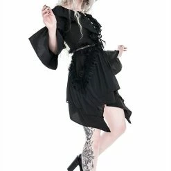 Restyle Dresses Asymmetrical Black Gothic Ruffled Petagram Mini Dress -Restyle sale Shop asymmetrical black gothic ruffled petagram mini dress rebelsmarket 2