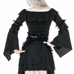 Restyle Dresses Asymmetrical Black Gothic Ruffled Petagram Mini Dress -Restyle sale Shop asymmetrical black gothic ruffled petagram mini dress rebelsmarket 4