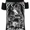 Restyle T-Shirts Black Goth Burn The Witch Cold Shoulder T-shirt