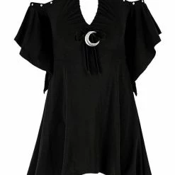 Restyle sale Shop -Restyle sale Shop black gothic asymmetrical flared short sleeves tunic mini dress rebelsmarket 1
