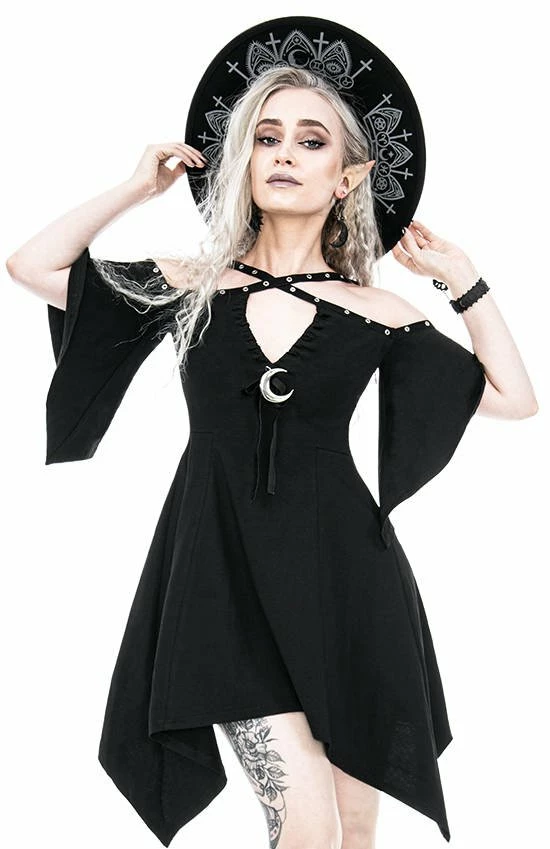 Restyle Dresses Black Gothic Asymmetrical Flared Short Sleeves Tunic Mini Dress 1 Restyle Dresses Black Gothic Asymmetrical Flared Short Sleeves Tunic Mini Dress