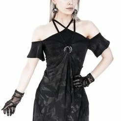 Restyle Dresses Black Gothic Asymmetrical Strappy Pentagram Mini Dress -Restyle sale Shop black gothic asymmetrical strappy pentagram mini dress rebelsmarket 3