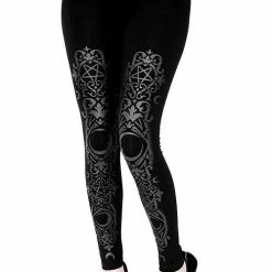 Restyle Black Gothic Baroque Frame Crescent Leggings -Restyle sale Shop black gothic baroque frame crescent leggings rebelsmarket 2