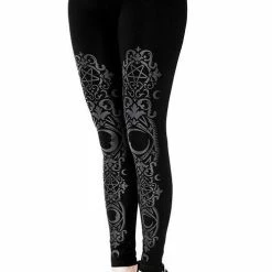Restyle Black Gothic Baroque Frame Crescent Leggings -Restyle sale Shop black gothic baroque frame crescent leggings rebelsmarket 3