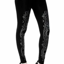 Restyle Black Gothic Baroque Frame Crescent Leggings -Restyle sale Shop black gothic baroque frame crescent leggings rebelsmarket 4