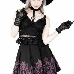 Restyle Skirts Black Gothic Baroque Monogram Pleated Mini Skirt -Restyle sale Shop black gothic baroque monogram pleated mini skirt rebelsmarket 2