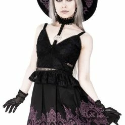 Restyle Skirts Black Gothic Baroque Monogram Pleated Mini Skirt