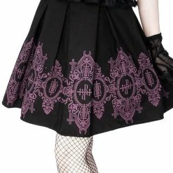 Restyle Skirts Black Gothic Baroque Monogram Pleated Mini Skirt -Restyle sale Shop black gothic baroque monogram pleated mini skirt rebelsmarket 4