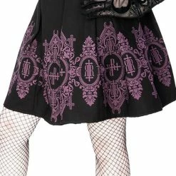 Restyle Skirts Black Gothic Baroque Monogram Pleated Mini Skirt -Restyle sale Shop black gothic baroque monogram pleated mini skirt rebelsmarket 5