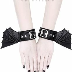Restyle Black Gothic Bracelets With Bat Wings Pair Of Cuffs -Restyle sale Shop black gothic bracelets with bat wings pair of cuffs restyle rebelsmarket 5