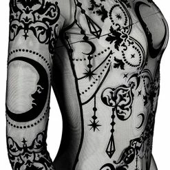 Restyle Standard Tops Black Gothic Crescent Stars See-Through Mesh Turtleneck Bodysuit 8 Restyle Standard Tops Black Gothic Crescent Stars See-Through Mesh Turtleneck Bodysuit -Restyle sale Shop black gothic crescent stars see through mesh turtleneck bodysuit rebelsmarket 3