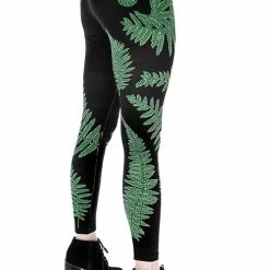 Restyle Black Gothic Elastic Waist Fern Forest Witch Leggings -Restyle sale Shop black gothic elastic waist fern forest witch leggings rebelsmarket 3