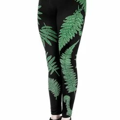 Restyle Black Gothic Elastic Waist Fern Forest Witch Leggings -Restyle sale Shop black gothic elastic waist fern forest witch leggings rebelsmarket 4