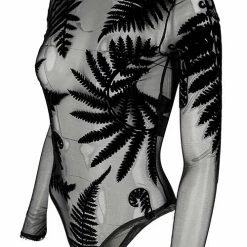 Restyle Standard Tops Black Gothic Forest Witch See-Through Mesh Turtleneck Bodysuit -Restyle sale Shop black gothic forest witch see through mesh turtleneck bodysuit rebelsmarket 3