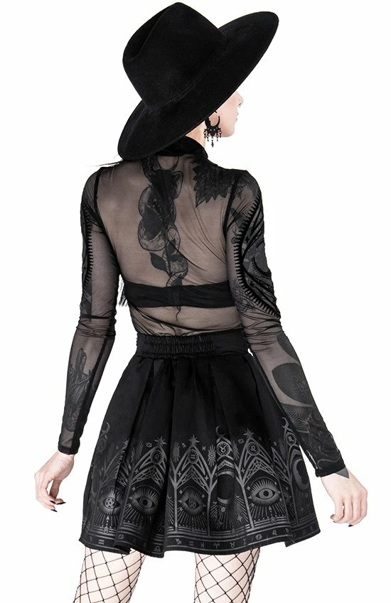 Restyle Skirts Black Gothic Fortune Teller Pleated Mini Skirt 5 Restyle Skirts Black Gothic Fortune Teller Pleated Mini Skirt - Image 5