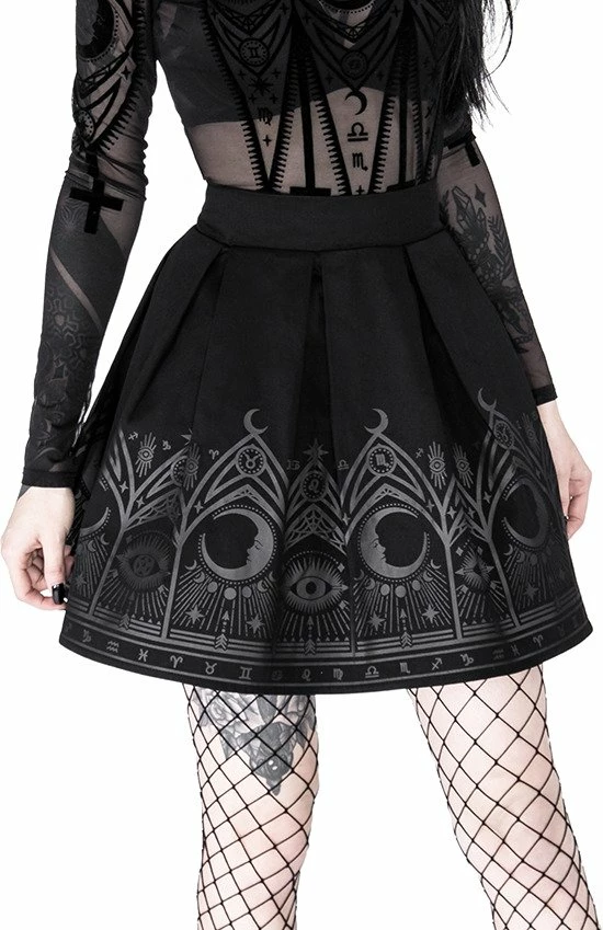 Restyle Skirts Black Gothic Fortune Teller Pleated Mini Skirt 1 Restyle Skirts Black Gothic Fortune Teller Pleated Mini Skirt