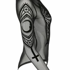 Restyle Standard Tops Black Gothic Fortune Teller See-Through Mesh Turtleneck Bodysuit -Restyle sale Shop black gothic fortune teller see through mesh turtleneck bodysuit rebelsmarket 5