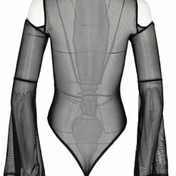 Restyle Standard Tops Black Gothic Iris Cold Shoulder Bodysuit -Restyle sale Shop black gothic iris cold shoulder bodysuit restyle rebelsmarket 2