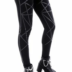 Restyle Black Gothic Leather Straps Pentagram Leggings -Restyle sale Shop black gothic leather straps pentagram leggings rebelsmarket 3