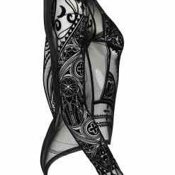 Restyle Standard Tops Black Gothic Mesh Cathedral Corset Bodysuit -Restyle sale Shop black gothic mesh cathedral corset bodysuit restyle rebelsmarket 4