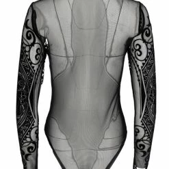 Restyle Standard Tops Black Gothic Mesh Cathedral Corset Bodysuit -Restyle sale Shop black gothic mesh cathedral corset bodysuit restyle rebelsmarket 5