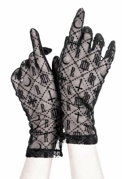 Restyle Black Gothic Mesh Luxurious Goth Gloves 2 Restyle Black Gothic Mesh Luxurious Goth Gloves - Image 2