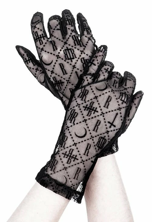 Restyle Black Gothic Mesh Luxurious Goth Gloves 3 Restyle Black Gothic Mesh Luxurious Goth Gloves - Image 3