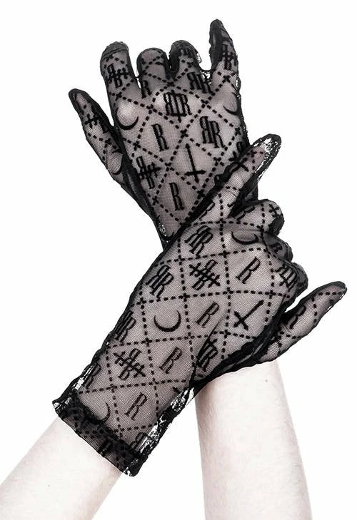 Restyle Black Gothic Mesh Luxurious Goth Gloves 6 Restyle Black Gothic Mesh Luxurious Goth Gloves - Image 6