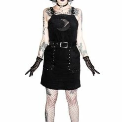 Restyle Dresses Black Gothic Mesh Moon Studded Suspender Corduroy Dress -Restyle sale Shop black gothic mesh moon studded suspender corduroy dress rebelsmarket 2