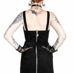 Restyle Dresses Black Gothic Mesh Moon Studded Suspender Corduroy Dress -Restyle sale Shop black gothic mesh moon studded suspender corduroy dress rebelsmarket 5