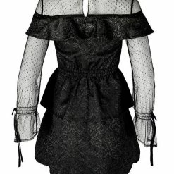 Restyle Dresses Black Gothic Mesh Sleeves Jacquard Layered Mini Dress 8 Restyle Dresses Black Gothic Mesh Sleeves Jacquard Layered Mini Dress -Restyle sale Shop black gothic mesh sleeves jacquard layered mini dress rebelsmarket 2
