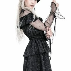 Restyle Dresses Black Gothic Mesh Sleeves Jacquard Layered Mini Dress 10 Restyle Dresses Black Gothic Mesh Sleeves Jacquard Layered Mini Dress -Restyle sale Shop black gothic mesh sleeves jacquard layered mini dress rebelsmarket 4