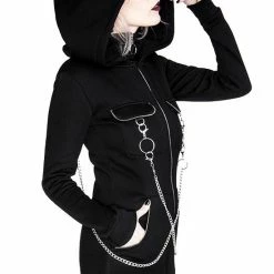 Restyle Jackets Black Gothic Oversized Hood Chained Long Jacket 9 Restyle Jackets Black Gothic Oversized Hood Chained Long Jacket -Restyle sale Shop black gothic oversized hood chained long jacket rebelsmarket 3