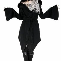 Restyle Jackets Black Gothic Oversized Hood D-Rings Asymmetrical Sweatshirt -Restyle sale Shop black gothic oversized hood d rings asymmetrical sweatshirt rebelsmarket 2