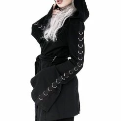 Restyle Jackets Black Gothic Oversized Hood D-Rings Asymmetrical Sweatshirt -Restyle sale Shop black gothic oversized hood d rings asymmetrical sweatshirt rebelsmarket 3