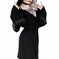 Restyle Jackets Black Gothic Oversized Hood D-Rings Asymmetrical Sweatshirt -Restyle sale Shop black gothic oversized hood d rings asymmetrical sweatshirt rebelsmarket 5