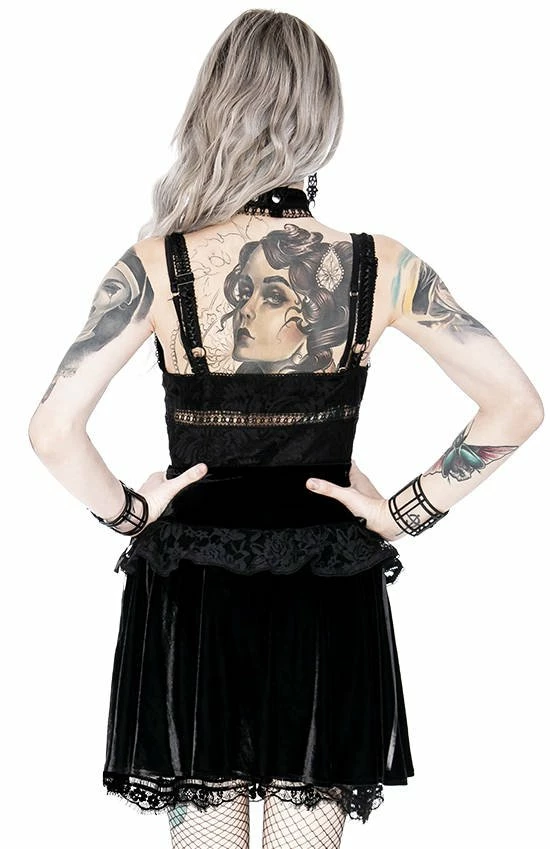 Restyle Standard Tops Black Gothic Pentagram Transparent Belt Peplum Lace Top 5 Restyle Standard Tops Black Gothic Pentagram Transparent Belt Peplum Lace Top - Image 5
