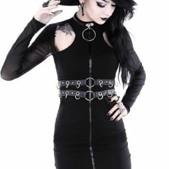 Restyle Dresses Black Gothic Ring Collar Full Zipper Pencil Mini Dress -Restyle sale Shop black gothic ring collar full zipper pencil mini dress rebelsmarket 3