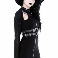 Restyle Dresses Black Gothic Ring Collar Full Zipper Pencil Mini Dress -Restyle sale Shop black gothic ring collar full zipper pencil mini dress rebelsmarket 4