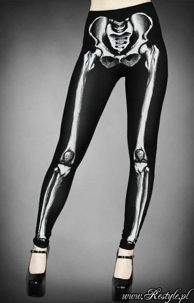 Restyle Black Gothic Skeleton Print Leggings 2 Restyle Black Gothic Skeleton Print Leggings - Image 2