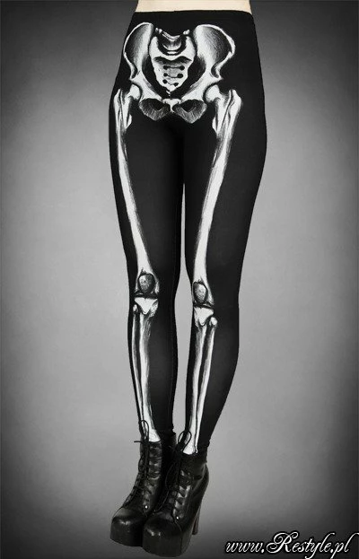 Restyle Black Gothic Skeleton Print Leggings 3 Restyle Black Gothic Skeleton Print Leggings - Image 3