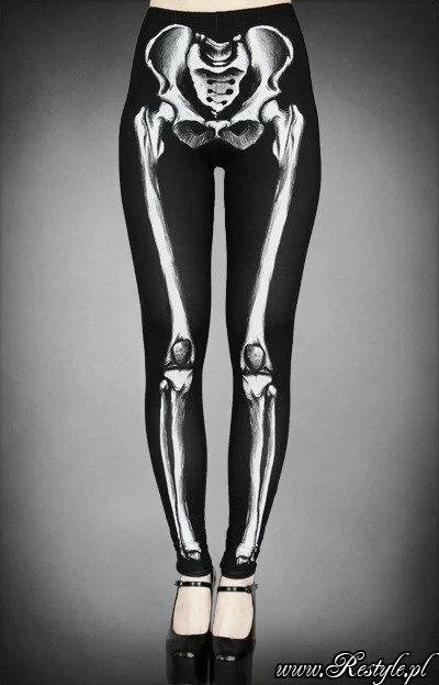 Restyle Black Gothic Skeleton Print Leggings 1 Restyle Black Gothic Skeleton Print Leggings