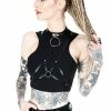 Restyle Standard Tops Black Gothic Sleeveless Villain Harness Crop Top