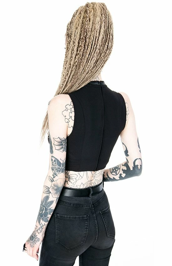 Restyle Standard Tops Black Gothic Sleeveless Villain Harness Crop Top 5 Restyle Standard Tops Black Gothic Sleeveless Villain Harness Crop Top - Image 5