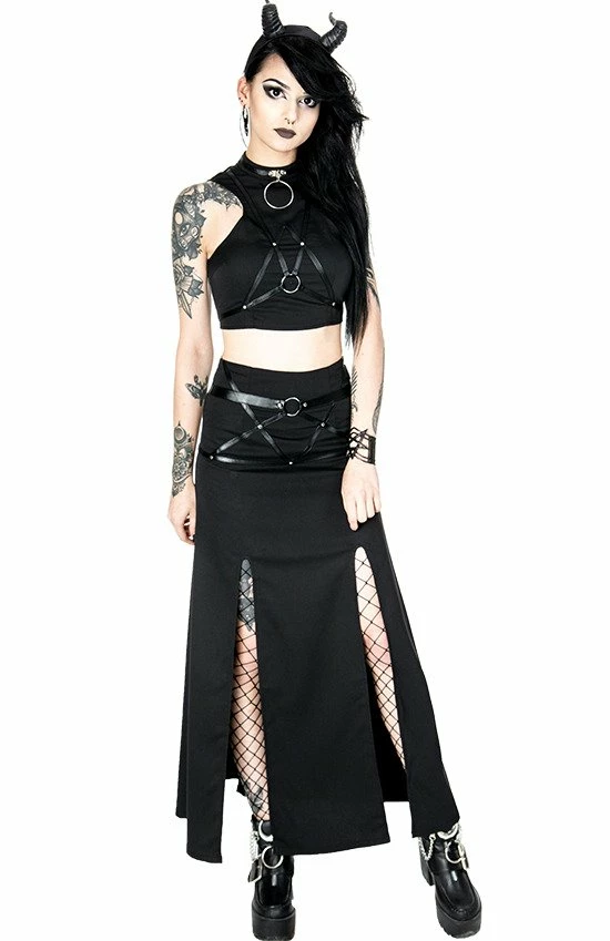 Restyle Standard Tops Black Gothic Sleeveless Villain Harness Crop Top 6 Restyle Standard Tops Black Gothic Sleeveless Villain Harness Crop Top - Image 6